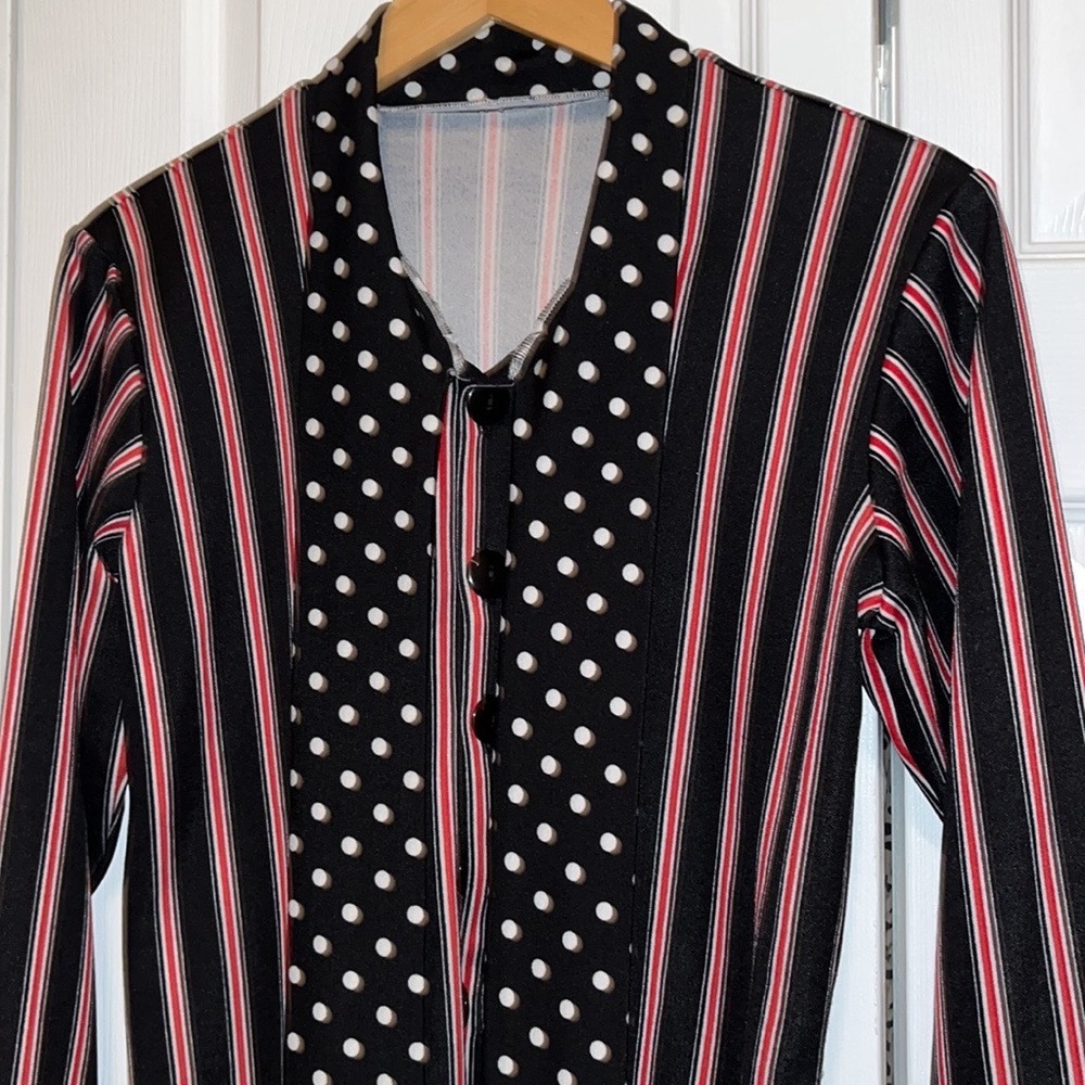 Black and red with stripes and polka dots blouse